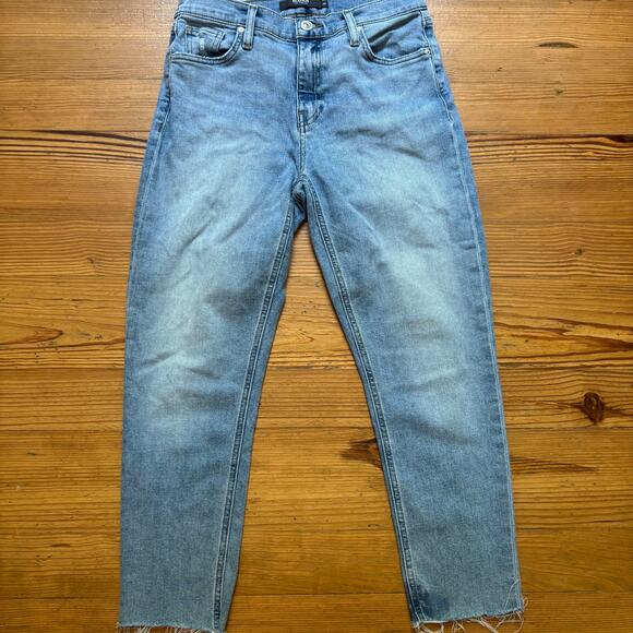 Hudson Lana medium wash raw hem ankle straight jeans SIZE 26 - Picture 1 of 6